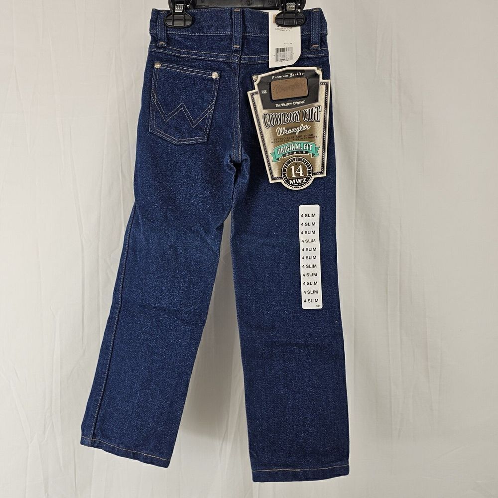 Vintage Wranglers Girls Cowboy Cut Size 4 Slim Western Rodeo Blue Jeans